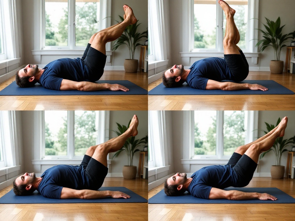 Man lying on exercise mat demonstrating alternating arm and leg extensions for core stability
