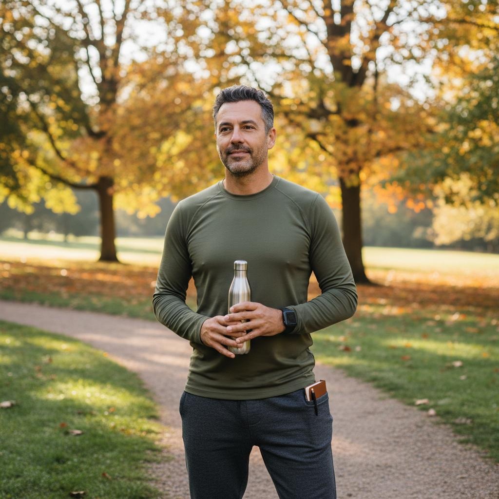 September calendar with fitness goals and autumn leaves showing back-to-school energy and seasonal fitness reset motivation for men over 40