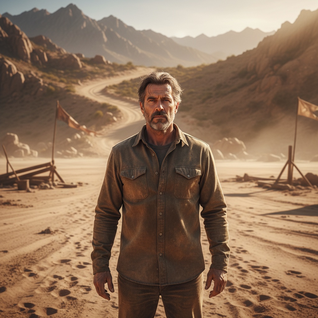 Man in his 40s stepping into the arena with courage - embracing midlife challenges and vulnerability instead of staying on the sidelines