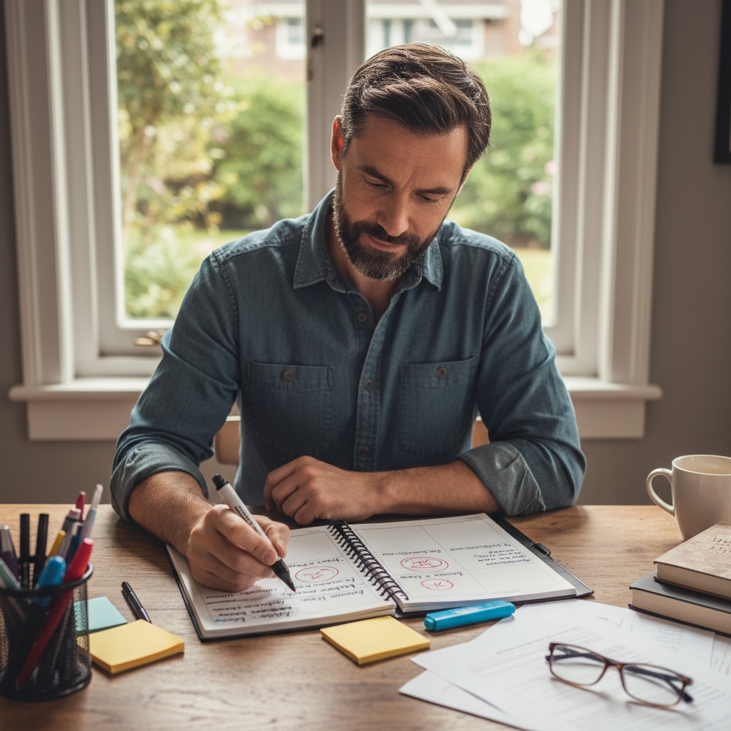 Man prioritizing tasks and making decisions about what matters most - time management fundamentals for busy men
