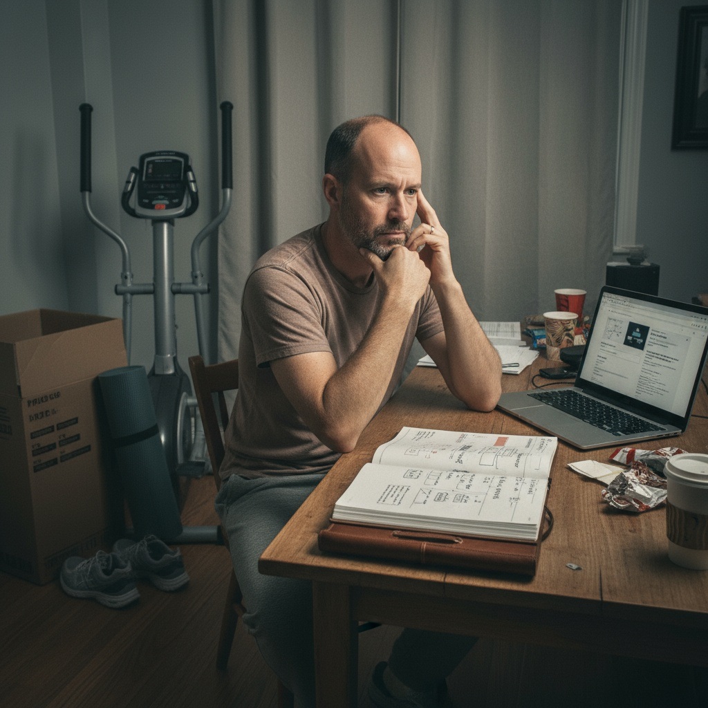 Man in his 40s stuck overthinking and waiting to feel ready instead of taking action