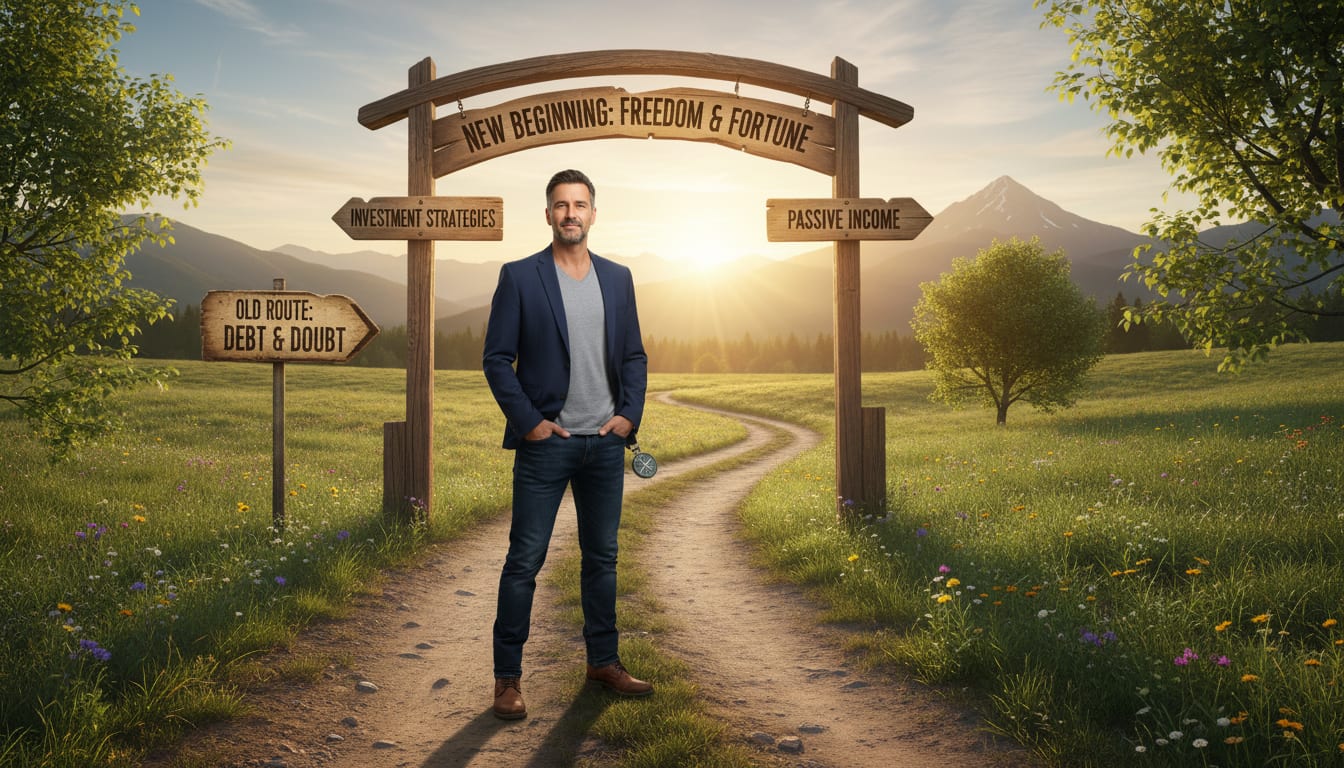 Man in his 40s looking forward with confidence and determination, symbolizing a fresh financial start and new wealth-building journey