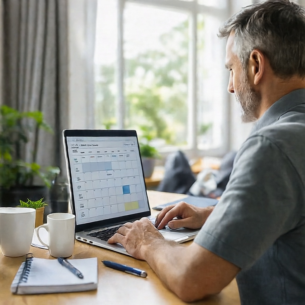 Man in his 40s successfully implementing all four pillars of summer success - routine adaptations, consistency techniques, flexibility strategies, and momentum maintenance - while enjoying summer activities