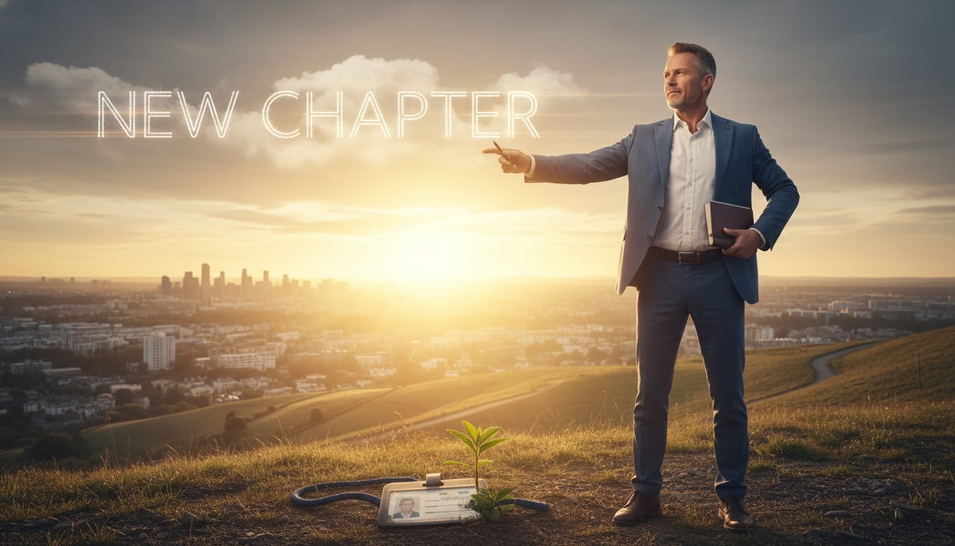 Determined man in his 50s ready to take first step toward career change with confidence and hope