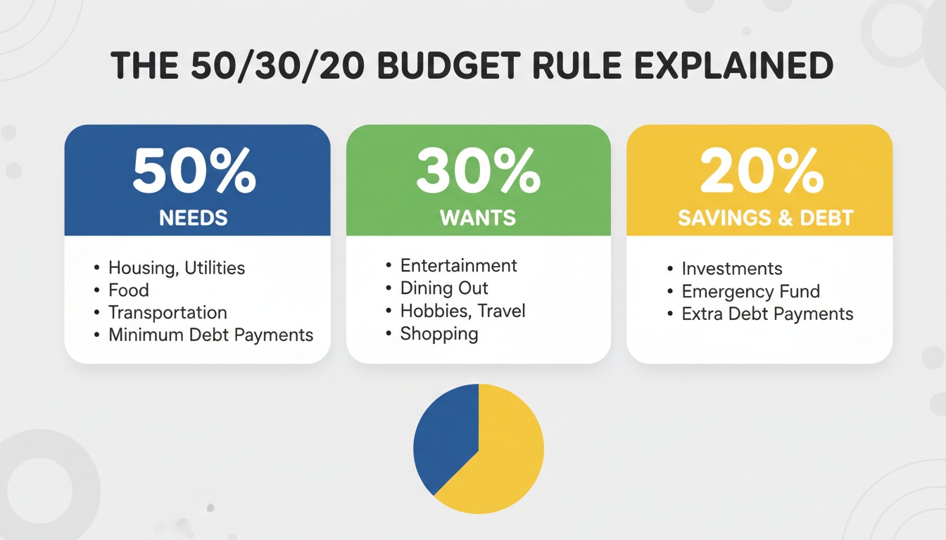 50 30 20 rule explained with a simple 2026 budget breakdown for busy people