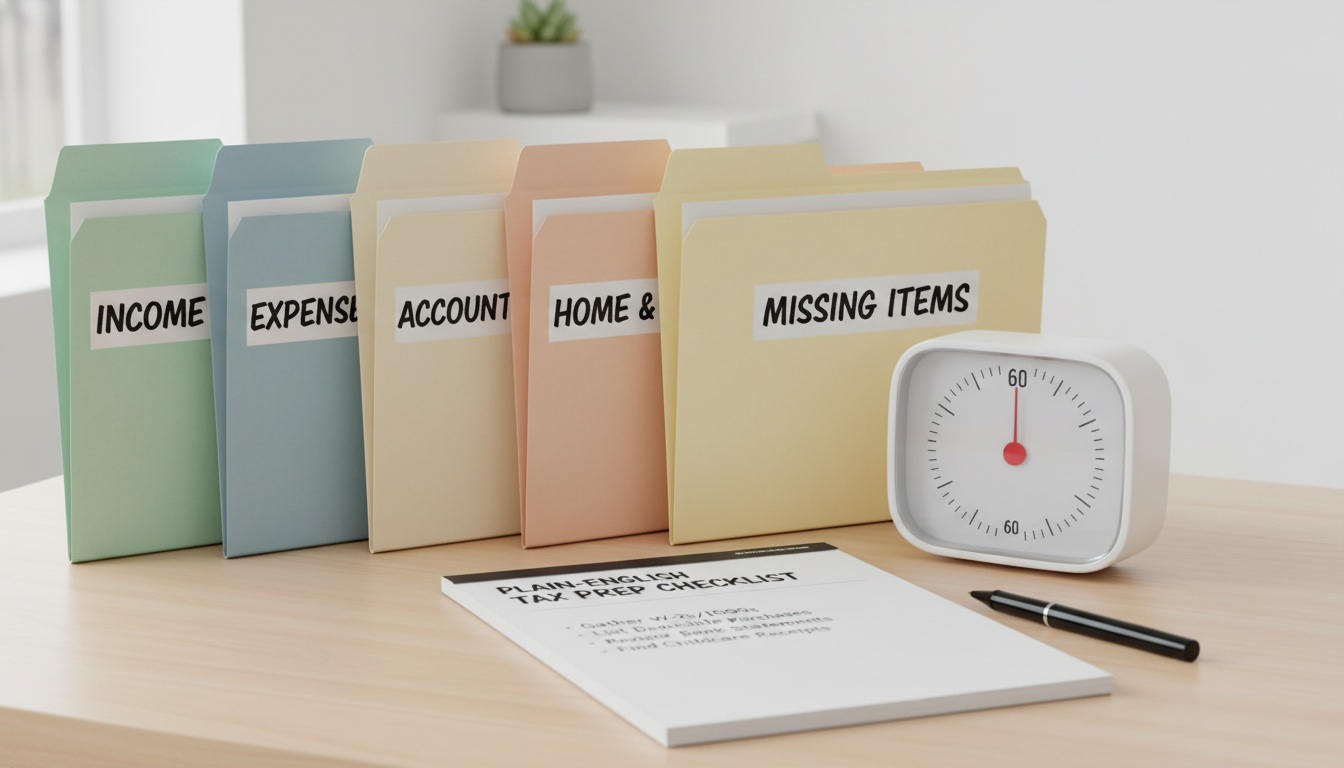 How to organize taxes in one hour with a simple 5-folder system and timer