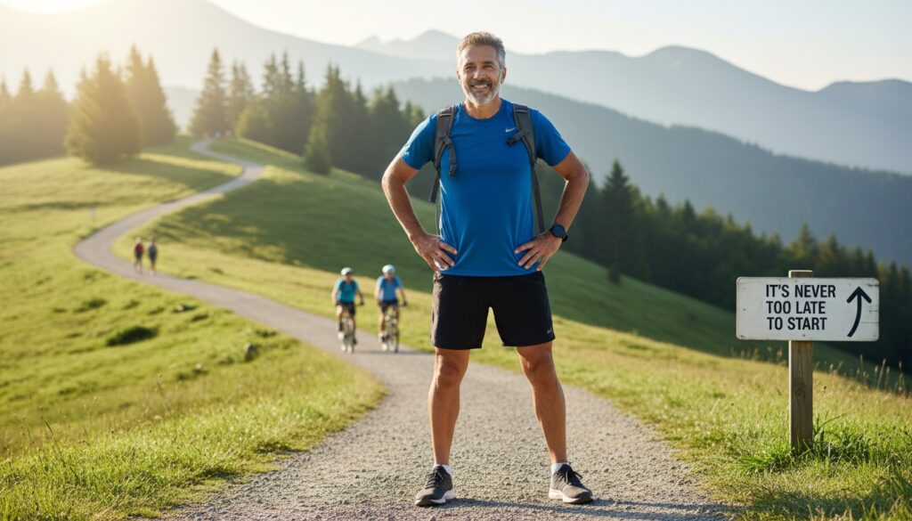 Man over 40 beginning his health and longevity journey with confidence - it's never too late to start