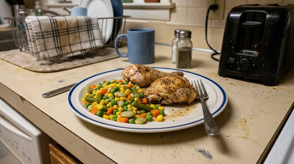 Simple high-protein meal with eggs, vegetables, and whole foods to support metabolism after 40