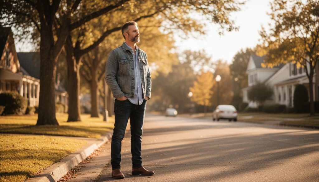 Man stepping outside for a short walk - using a mental reset after negative self-talk spiral